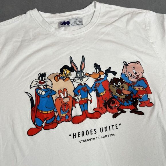 Warner Bros. Other - Looney Tunes Superman T Shirt Men Size 2XL White WB 100 Years Heroes Unite